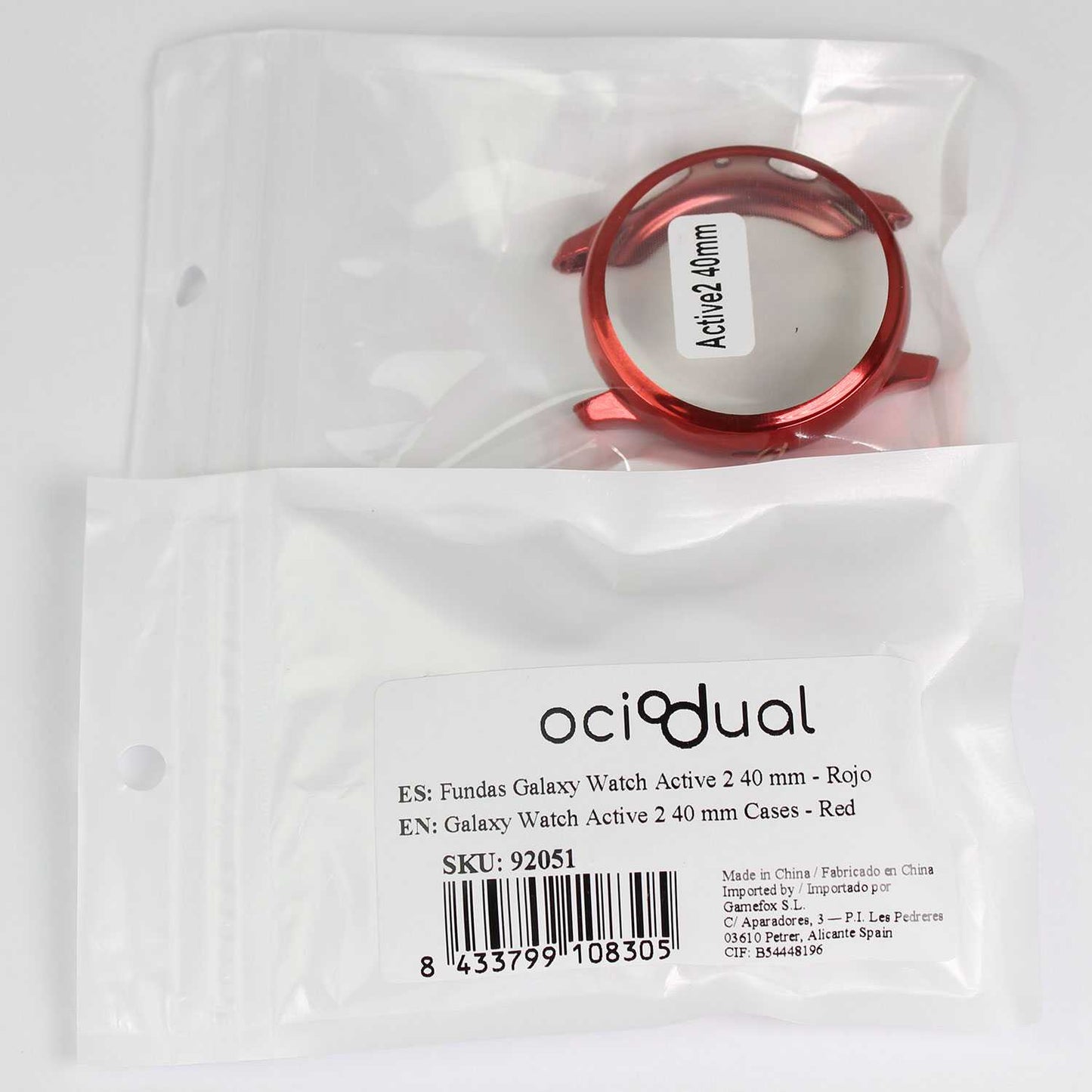 OcioDual Funda Protectora de TPU Color Rojo Compatible con Galaxy Watch Active 2 (40mm), Carcasa de Protección Anticaídas,