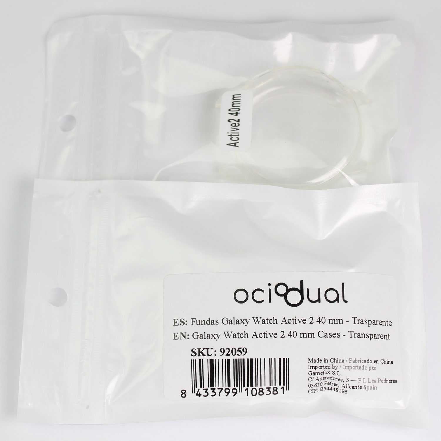 Funda Protectora de TPU Transparente Compatible con Relojes Inteligentes Samsung Galaxy Watch Active 2 (40mm)