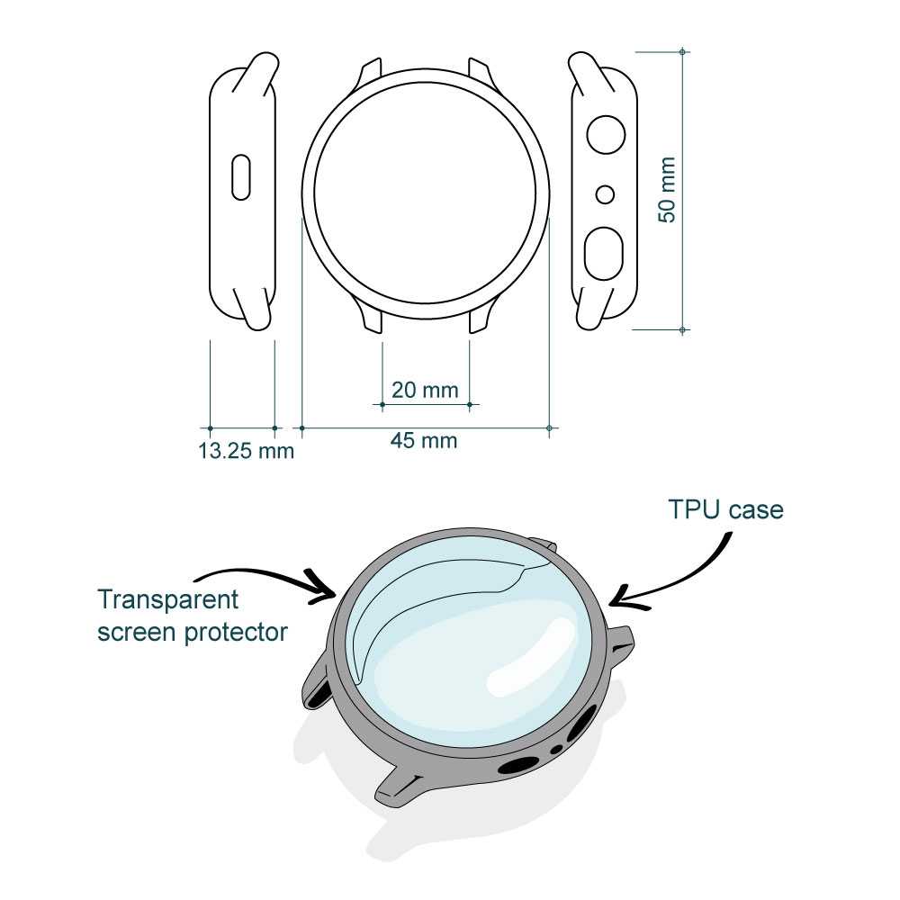 Funda Protectora de TPU Indigo Compatible con Relojes Inteligentes Samsung Galaxy Watch Active 2 (44mm)