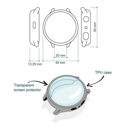 Funda Protectora de TPU Verde Azulado Compatible con Relojes Inteligentes Samsung Galaxy Watch Active 2 (44mm)