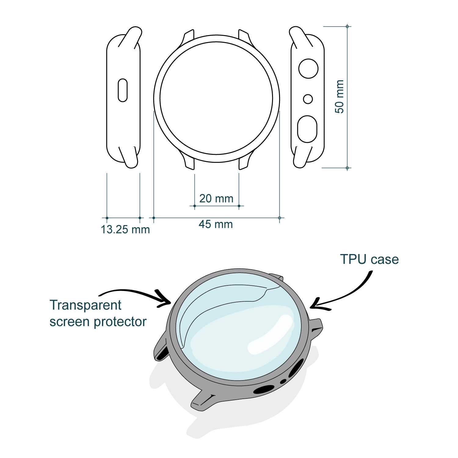 Funda Protectora de TPU Oro Rosa Compatible con Relojes Inteligentes Samsung Galaxy Watch Active 2 (44mm)