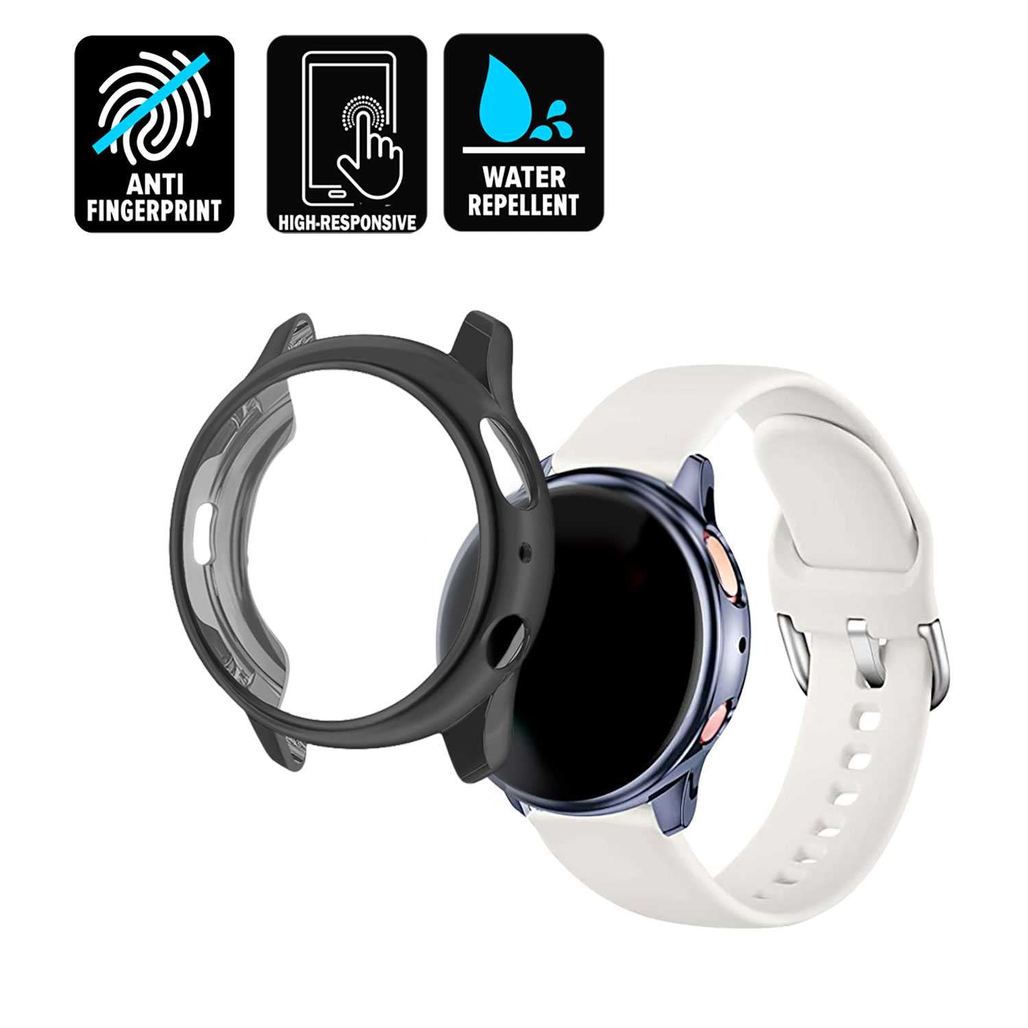 Funda Protectora de TPU Dorado Compatible con Relojes Inteligentes Samsung Galaxy Watch Active 2 (44mm)