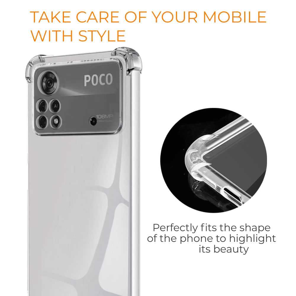 Funda de TPU para Xiaomi Poco M4 Pro 4G, Carcasa Flexible con Esquinas Reforzadas Antigolpes, Protección en Cámaras, Silicona Transparente