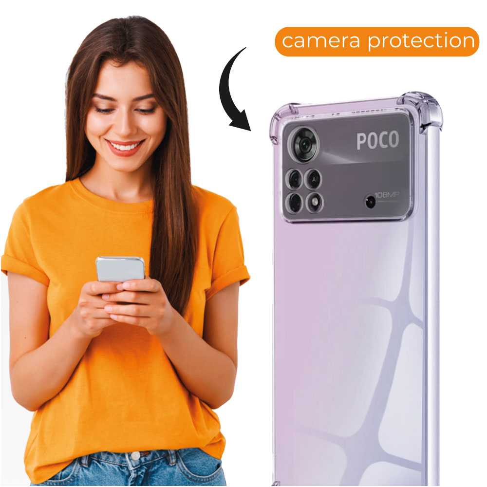 Funda de TPU para Xiaomi Poco M4 Pro 4G, Carcasa Flexible con Esquinas Reforzadas Antigolpes, Protección en Cámaras, Silicona Transparente