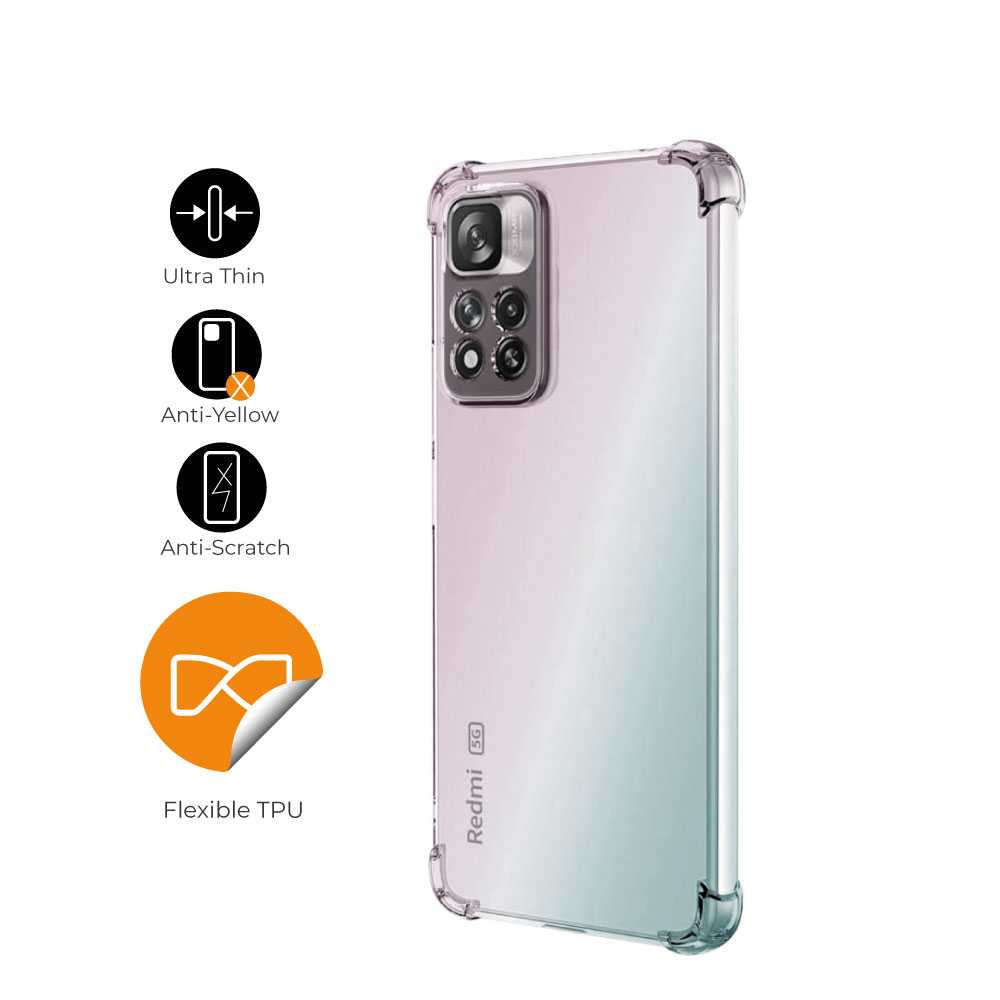 Funda de TPU para Redmi Note 11 Pro, Carcasa Flexible con Esquinas Reforzadas Antigolpes, Protección en Cámaras, Silicona Transparente