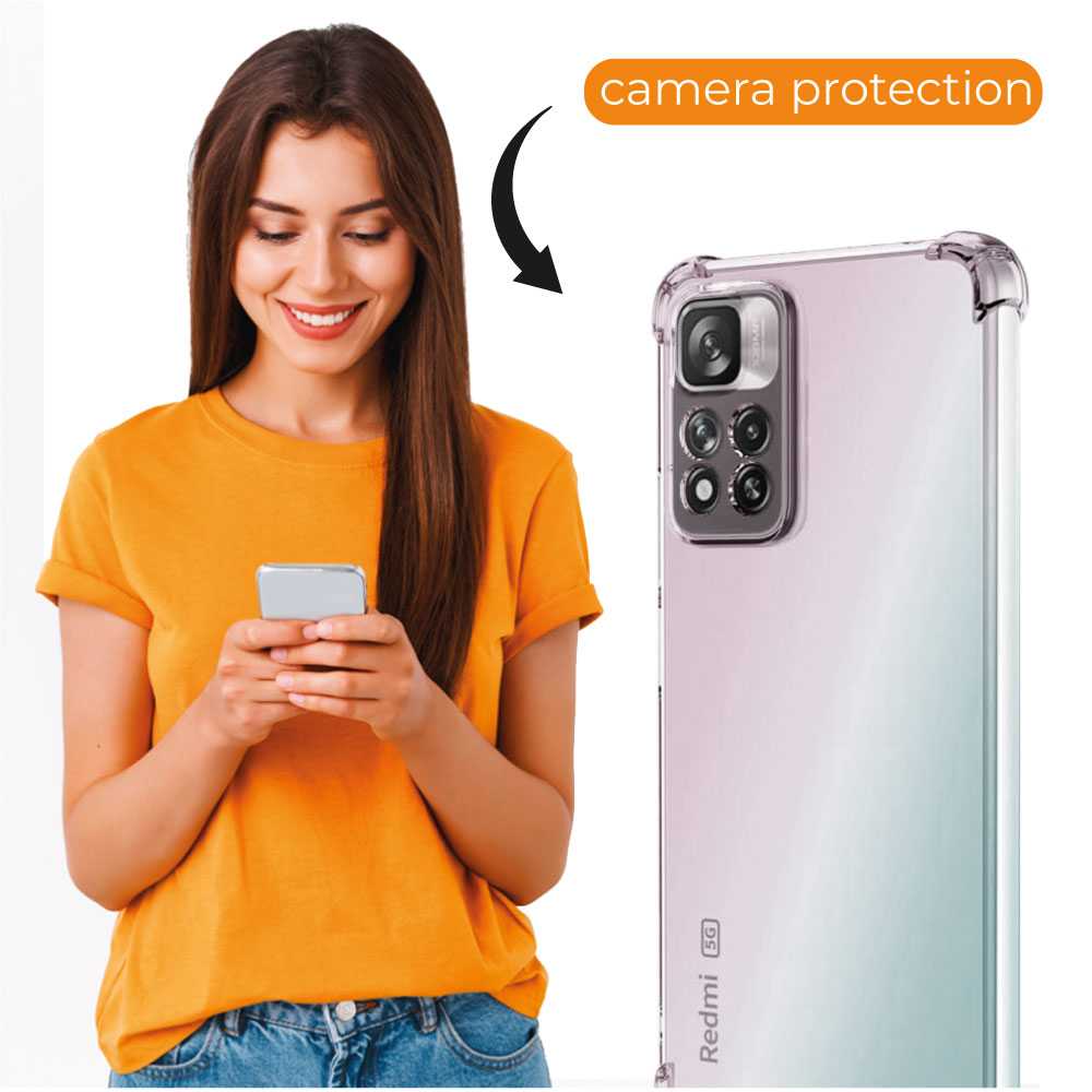 Funda de TPU para Redmi Note 11 Pro, Carcasa Flexible con Esquinas Reforzadas Antigolpes, Protección en Cámaras, Silicona Transparente