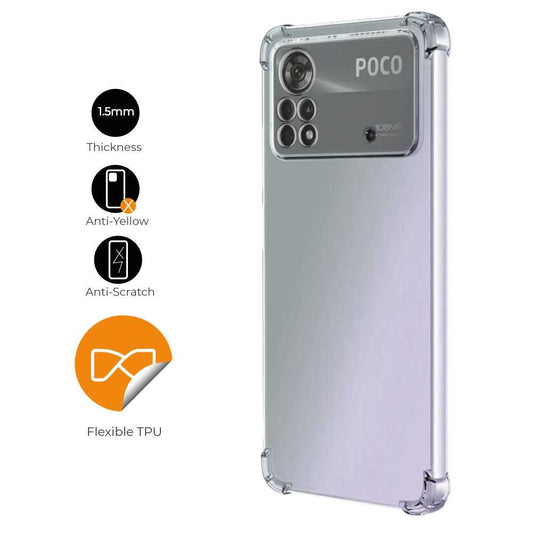 Funda de TPU para Xiaomi Poco X4 Pro 5G, Carcasa Flexible con Esquinas Reforzadas Antigolpes, Protección en Cámaras, Silicona Transparente