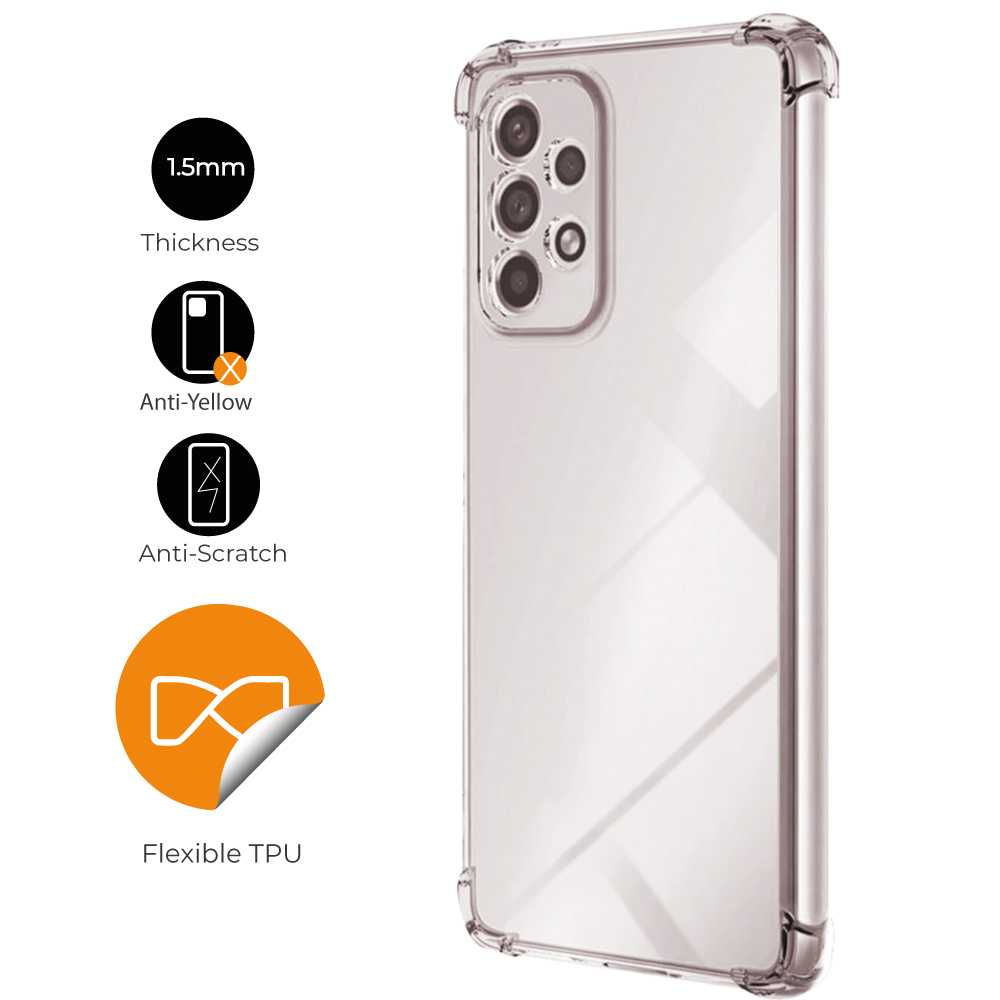 Funda de TPU para Samsung Galaxy A53 5G, Carcasa Flexible con Esquinas Reforzadas Antigolpes, Protección en Cámaras, Silicona Transparente