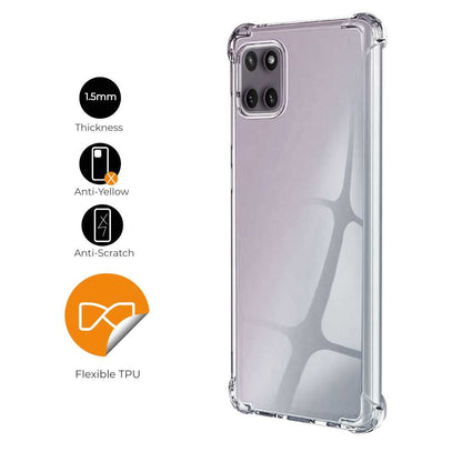 Funda de TPU para Samsung Galaxy A22 5G, Carcasa Flexible con Esquinas Reforzadas Antigolpes, Protección en Cámaras, Silicona Transparente