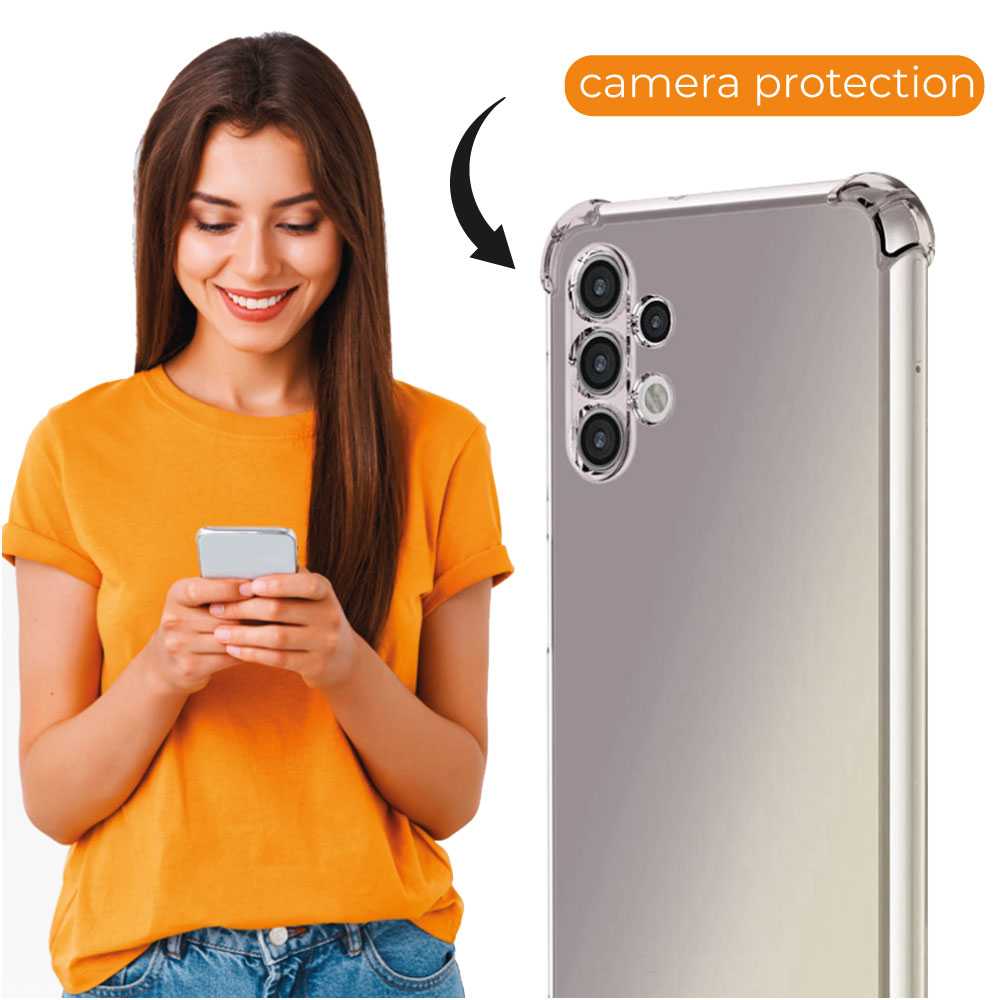 Funda de TPU para Samsung Galaxy A13 4G, Carcasa Flexible con Esquinas Reforzadas Antigolpes, Protección en Cámaras, Silicona Transparente