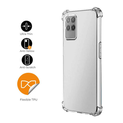 Funda de TPU para Realme Narzo 50 4G,realme 8i, Carcasa Flexible con Esquinas Reforzadas Antigolpes, Protección en Cámaras, Silicona Transparente