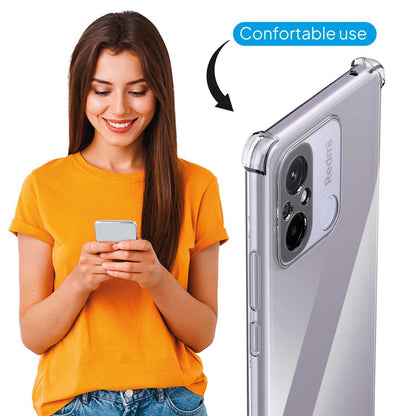 Funda de TPU para Xiaomi Redmi 12C, Carcasa Flexible con Esquinas Reforzadas Antigolpes, Protección en Cámaras, Silicona Transparente