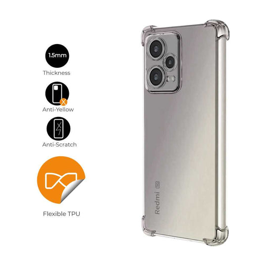Funda de TPU para Xiaomi Redmi Note 12 Pro 5G/Poco X5 Pro 5G, Carcasa Flexible con Esquinas Reforzadas Antigolpes, Protección en Cámaras, Silicona Transparente