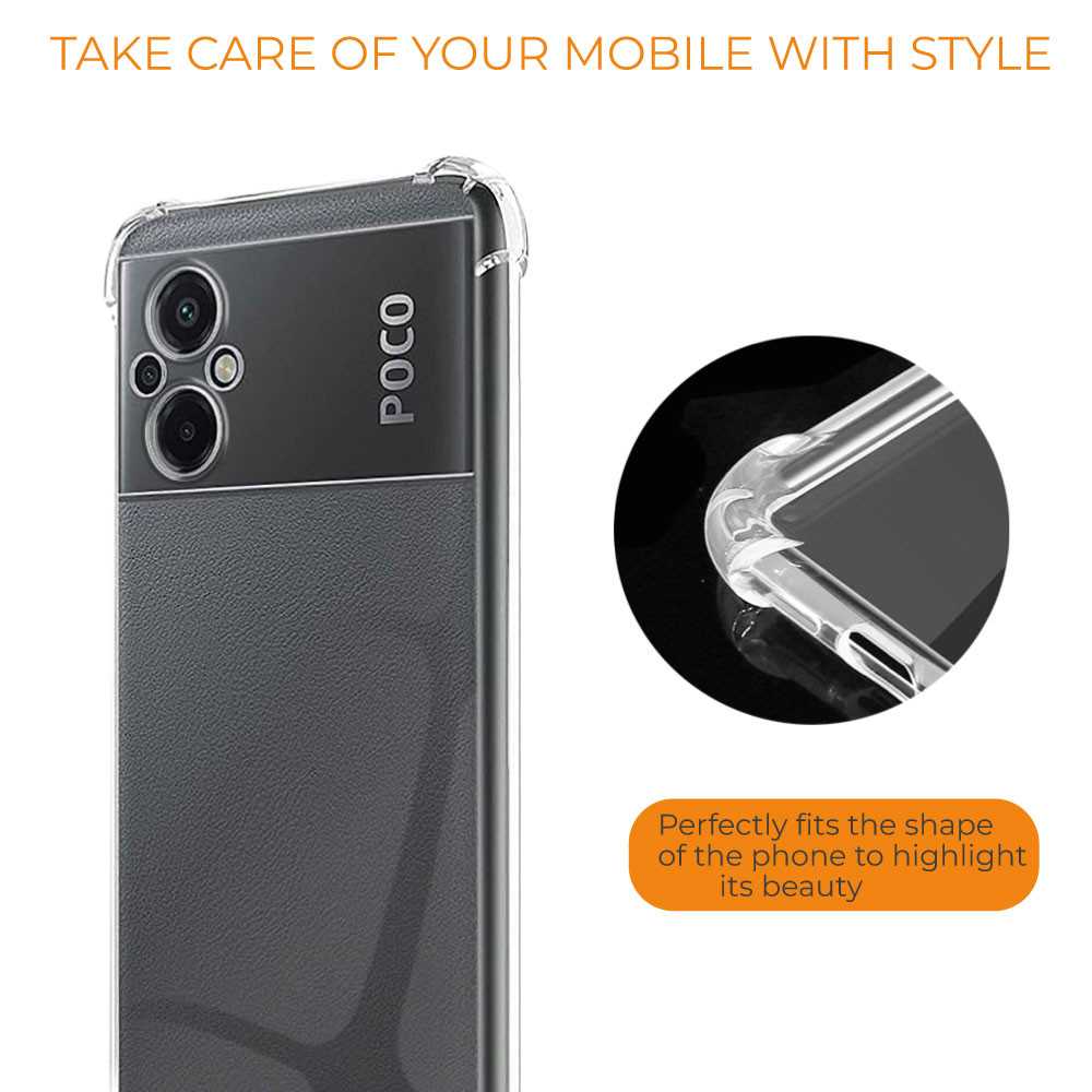 Funda de TPU para Xiaomi Poco M5 4G/M4 5G, Carcasa Flexible con Esquinas Reforzadas Antigolpes, Protección en Cámaras, Silicona Transparente