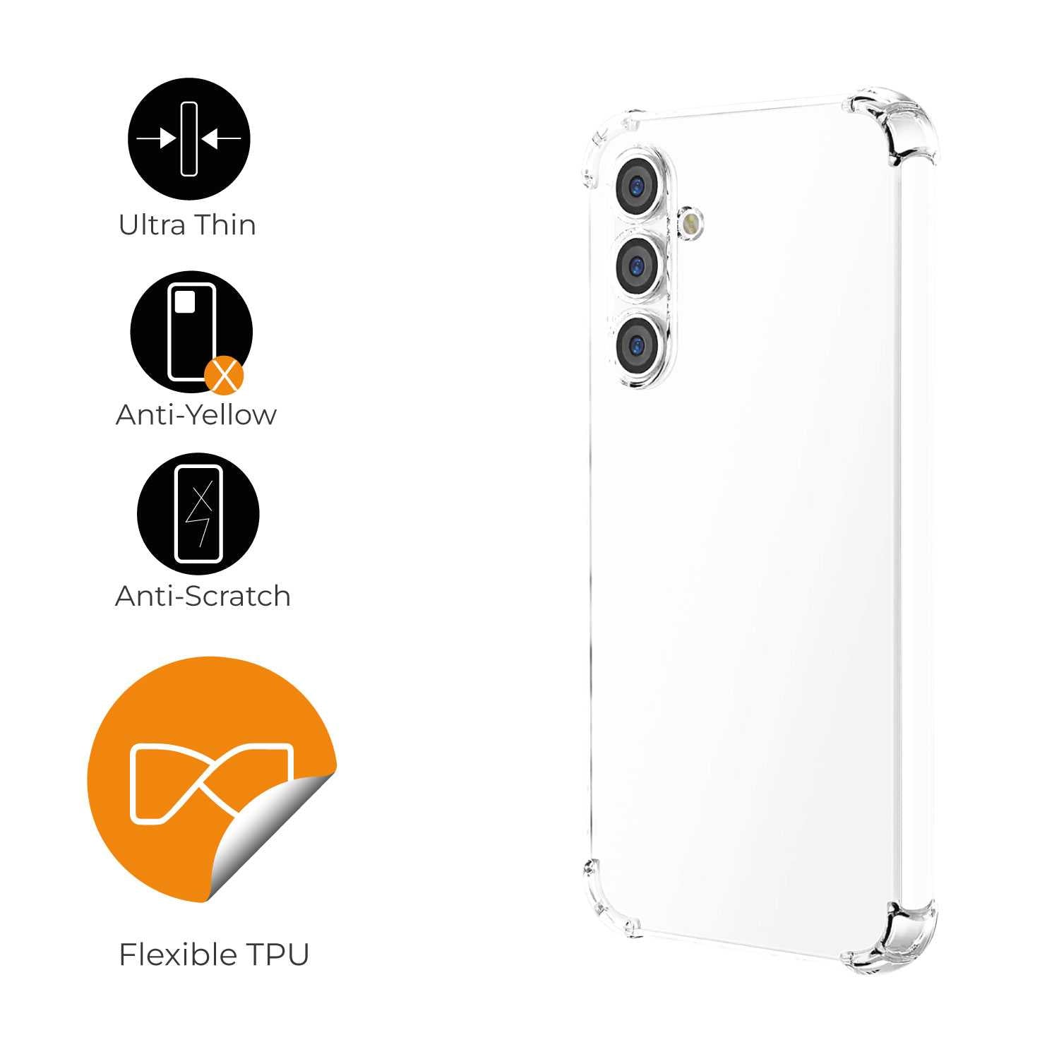 Funda de TPU para Samsung Galaxy A54 5G, Carcasa Flexible con Esquinas Reforzadas Antigolpes, Protección en Cámaras, Silicona Transparente
