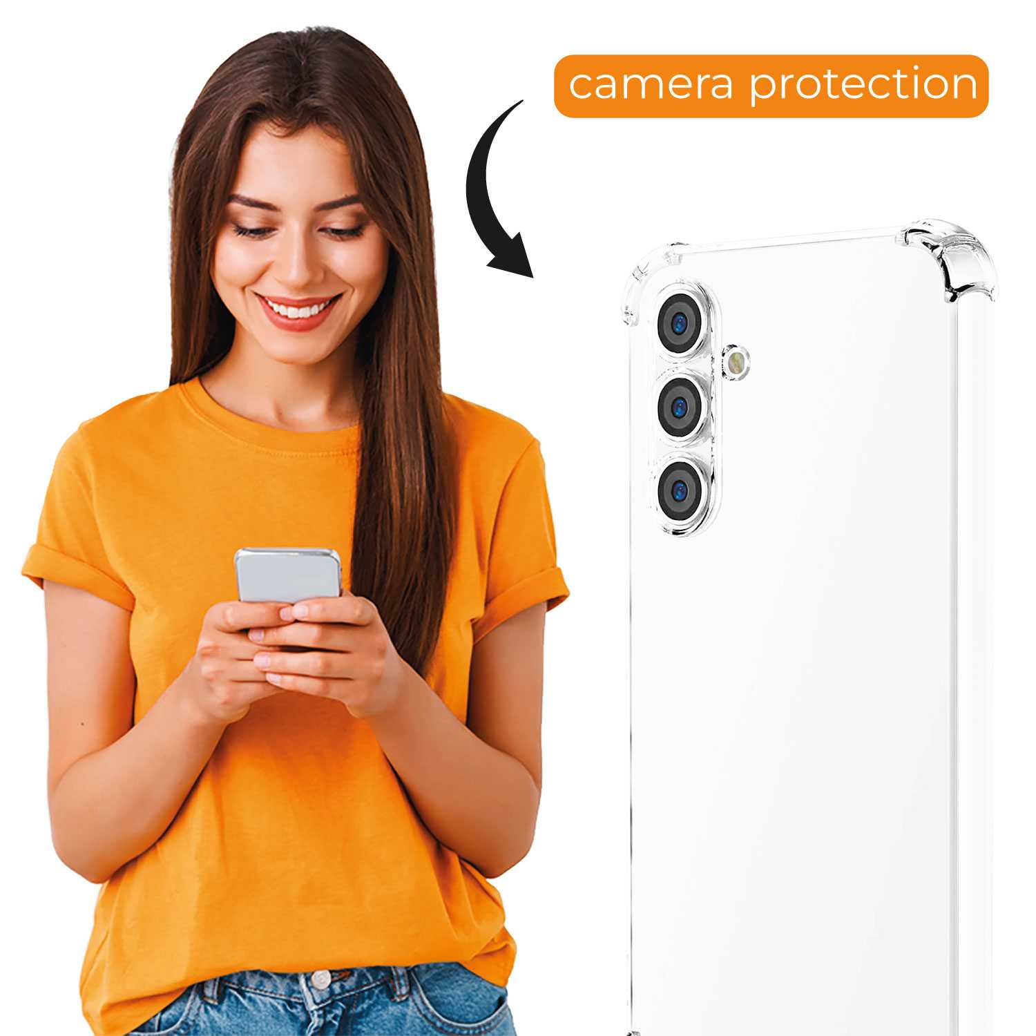 Funda de TPU para Samsung Galaxy A54 5G, Carcasa Flexible con Esquinas Reforzadas Antigolpes, Protección en Cámaras, Silicona Transparente