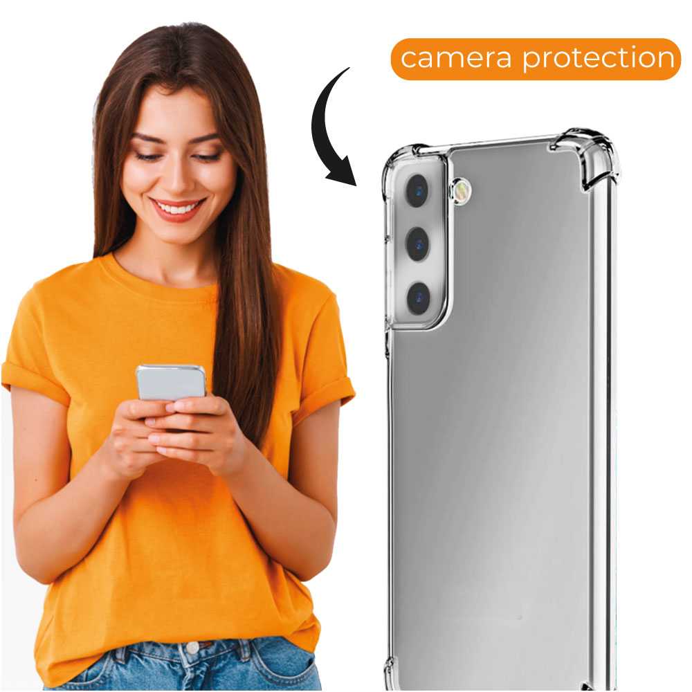 Funda de TPU para Samsung Galaxy S22, Carcasa Flexible con Esquinas Reforzadas Antigolpes, Protección en Cámaras, Silicona Transparente