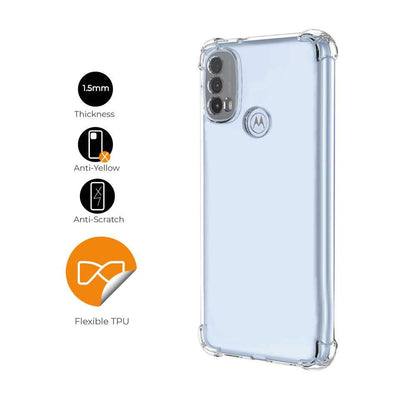 Funda de TPU para MOTOROLA Moto E30/Moto E40/Moto E20, Carcasa Flexible con Esquinas Reforzadas Antigolpes, Protección en Cámaras, Silicona Transparente