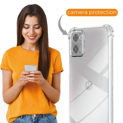 Funda de TPU para MOTOROLA Moto E22/Moto E22i, Carcasa Flexible con Esquinas Reforzadas Antigolpes, Protección en Cámaras, Silicona Transparente