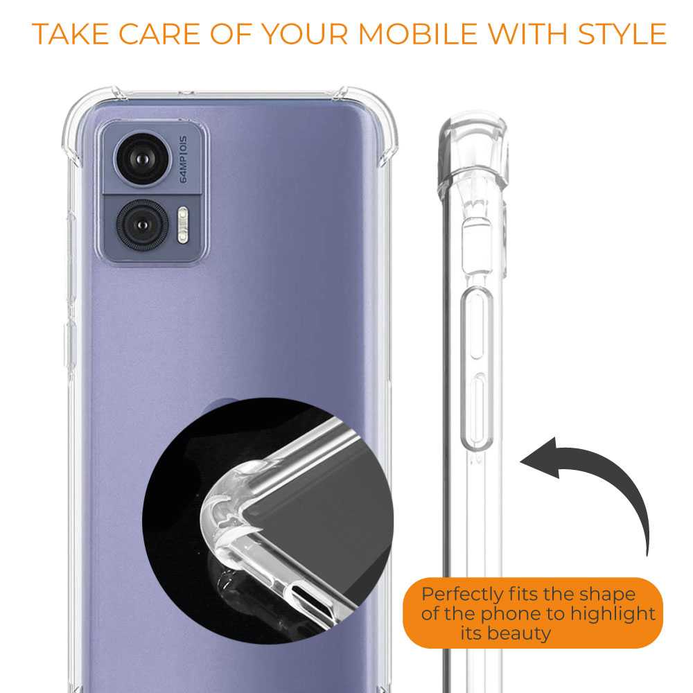 Funda de TPU para Motorola Edge 30, Carcasa Flexible con Esquinas Reforzadas Antigolpes, Protección en Cámaras, Silicona Transparente
