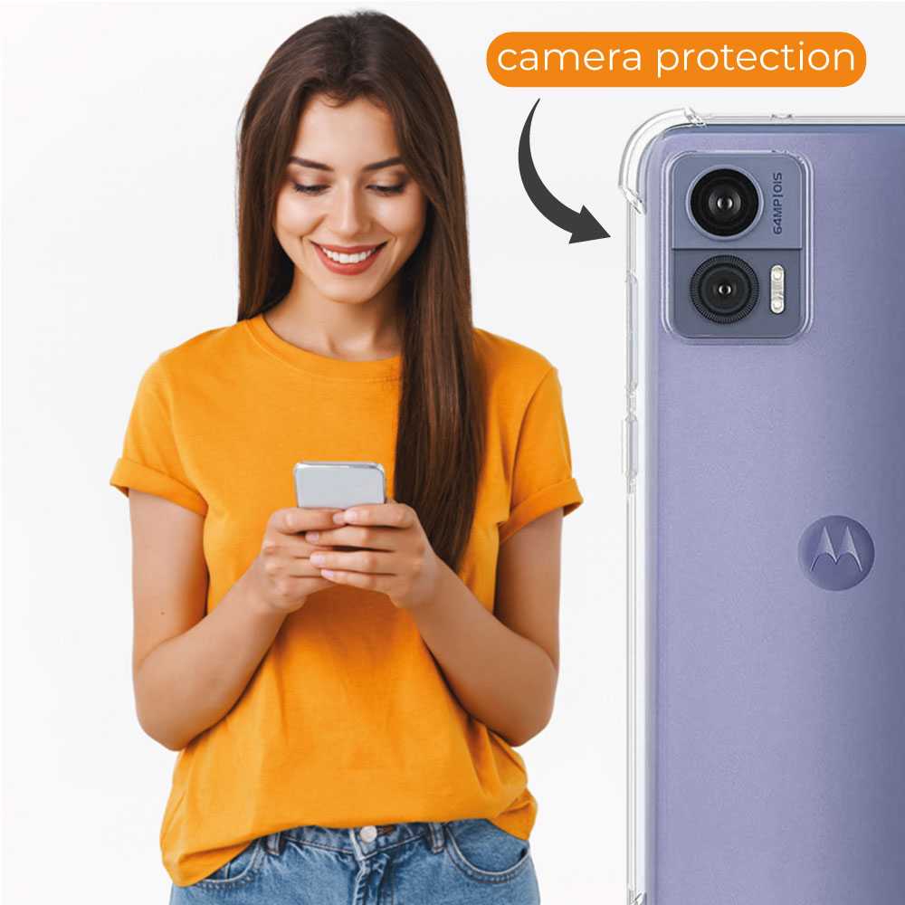 Funda de TPU para Motorola Edge 30, Carcasa Flexible con Esquinas Reforzadas Antigolpes, Protección en Cámaras, Silicona Transparente