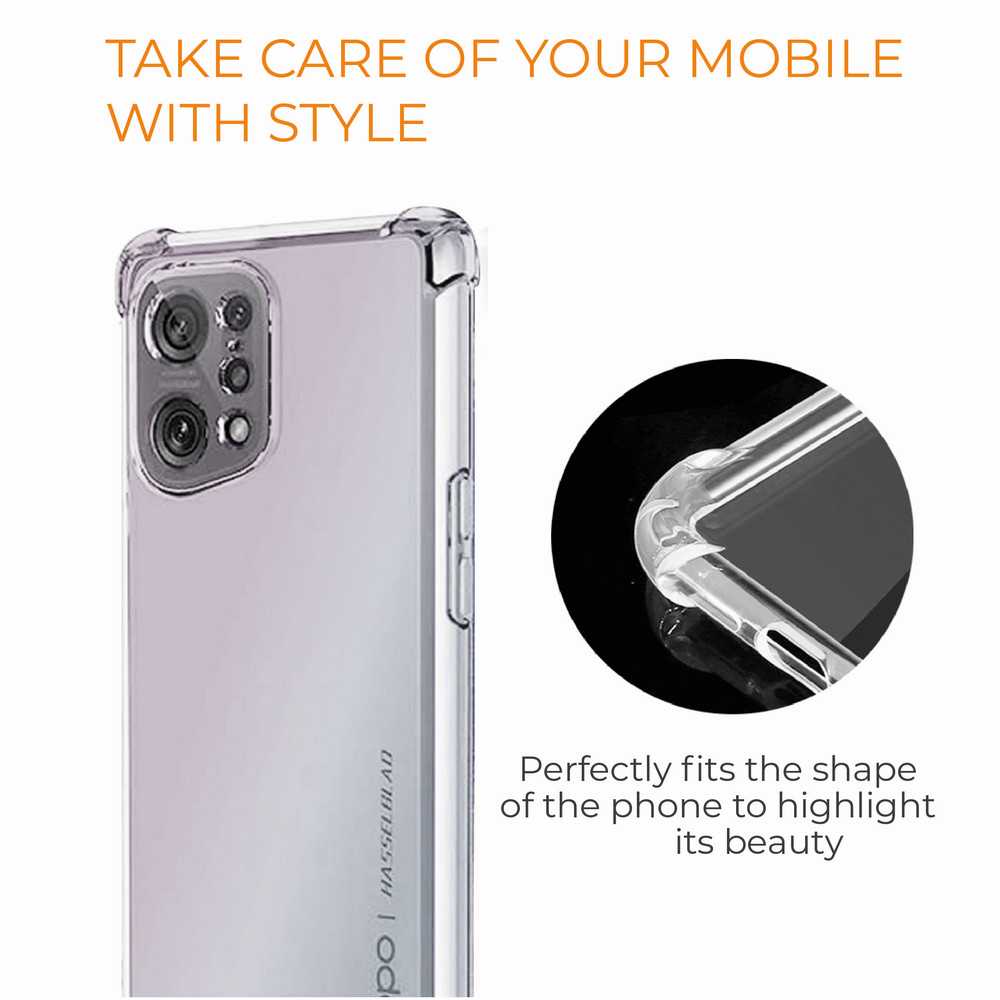 Funda de TPU para Oppo Find X5, Carcasa Flexible con Esquinas Reforzadas Antigolpes, Protección en Cámaras, Silicona Transparente