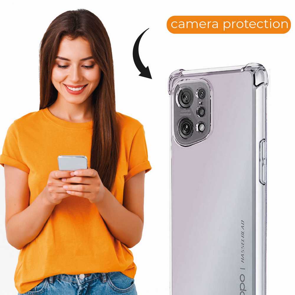 Funda de TPU para Oppo Find X5, Carcasa Flexible con Esquinas Reforzadas Antigolpes, Protección en Cámaras, Silicona Transparente