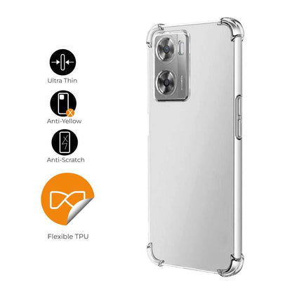 Funda de TPU para Realme Narzo 50 5G/Oppo A77 5G/Oppo A57 5G, Carcasa Flexible con Esquinas Reforzadas Antigolpes, Protección en Cámaras, Silicona Transparente