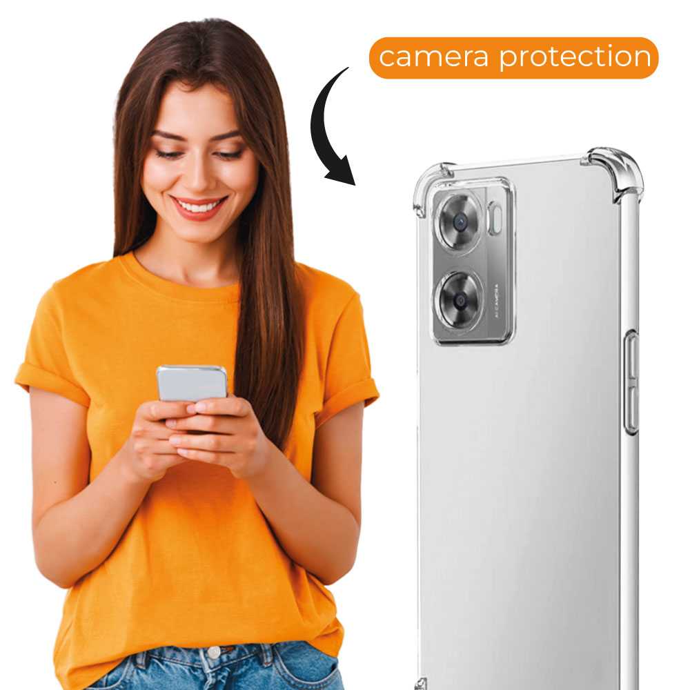 Funda de TPU para Realme Narzo 50 5G/Oppo A77 5G/Oppo A57 5G, Carcasa Flexible con Esquinas Reforzadas Antigolpes, Protección en Cámaras, Silicona Transparente