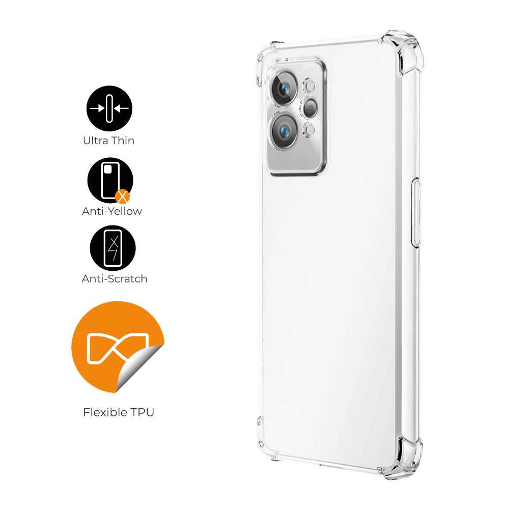 Funda de TPU para Realme GT2 Pro, Carcasa Flexible con Esquinas Reforzadas Antigolpes, Protección en Cámaras, Silicona Transparente