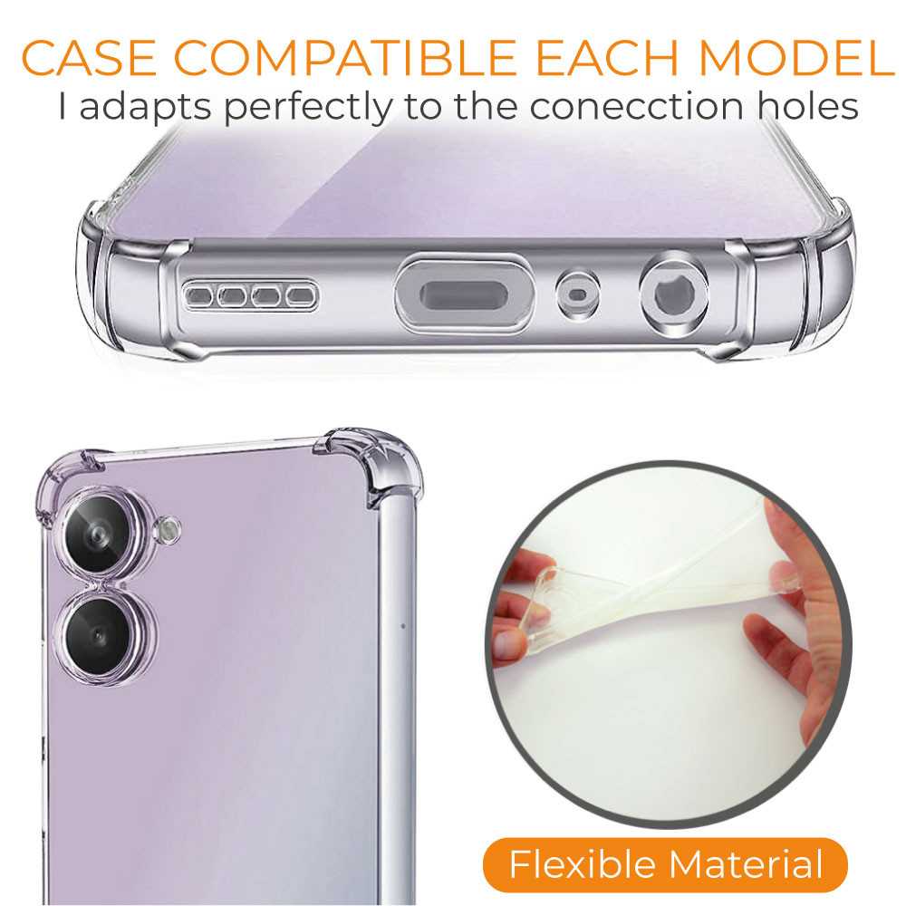 Funda de TPU para Xiaomi Realme 10, Carcasa Flexible con Esquinas Reforzadas, Antigolpes, Protección en Cámaras, Silicona Transparente