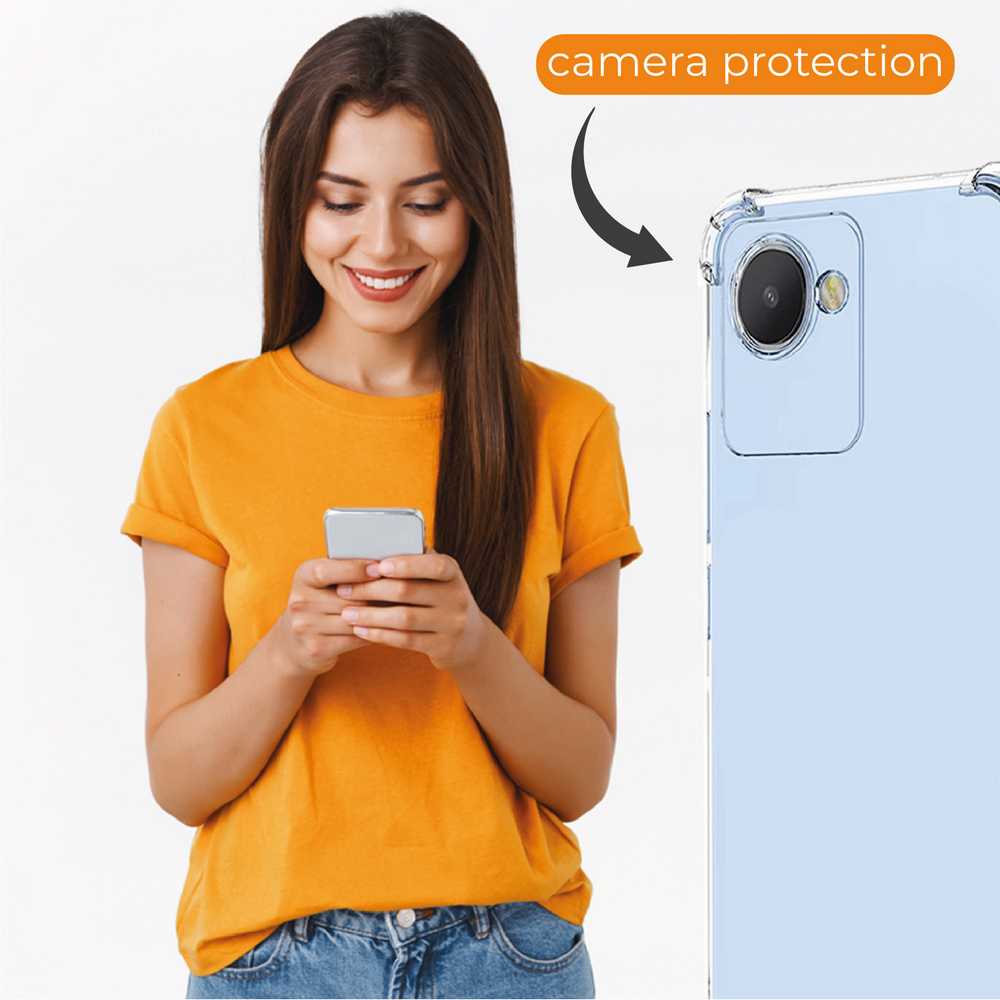 Funda de TPU para Realme Narzo 50i Prime/Realme C30, Carcasa Flexible con Esquinas Reforzadas, Antigolpes, Protección en Cámaras, Silicona Transparente