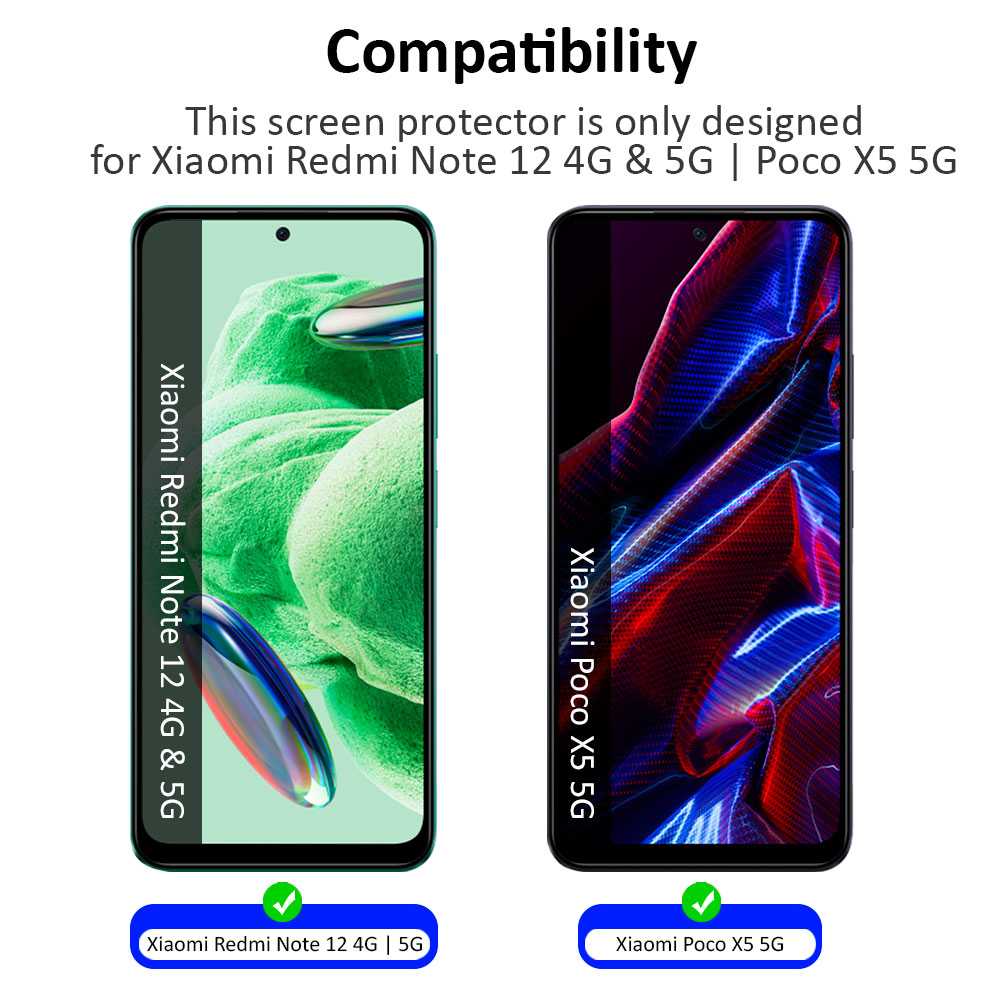 Protector de Pantalla Cristal Templado con Borde Redondo Negro para Xiaomi Poco X5 5G,Redmi Note 12 4G/5G, Vidrio Templado Antigolpes 9D 9H 0.3mm Marco