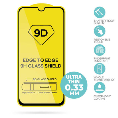 Protector de Pantalla Cristal Templado con Borde Redondo Negro para Xiaomi Poco M4 5G, Vidrio Templado Antigolpes 9D 9H 0.3mm Marco