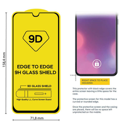 Protector de Pantalla Cristal Templado con Borde Redondo Negro para Xiaomi Poco M4 5G, Vidrio Templado Antigolpes 9D 9H 0.3mm Marco