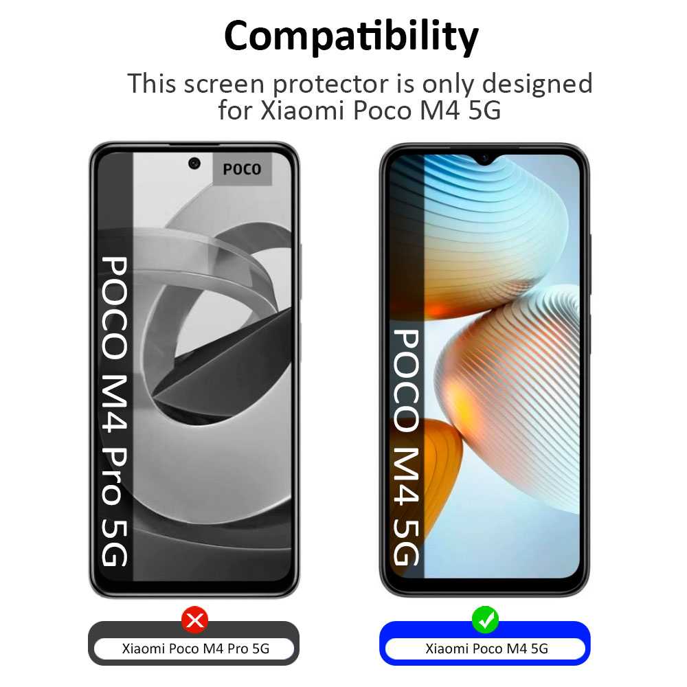 Protector de Pantalla Cristal Templado con Borde Redondo Negro para Xiaomi Poco M4 5G, Vidrio Templado Antigolpes 9D 9H 0.3mm Marco