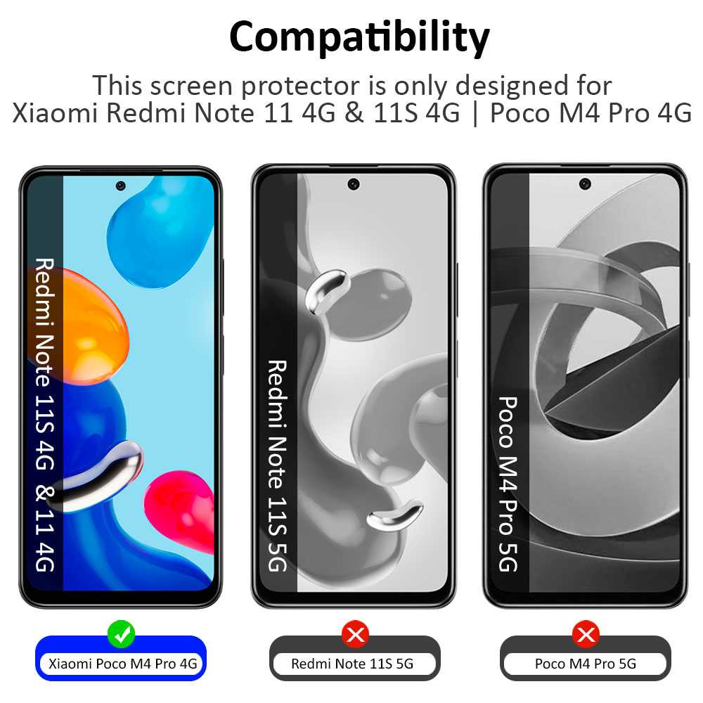 Protector de Pantalla Cristal Templado Premium para Redmi Note 11/Redmi Note 11s 4G/Poco M4 PRO 4G Vidrio 9H 2.5D Anti Golpes Arañazos 0.3mm