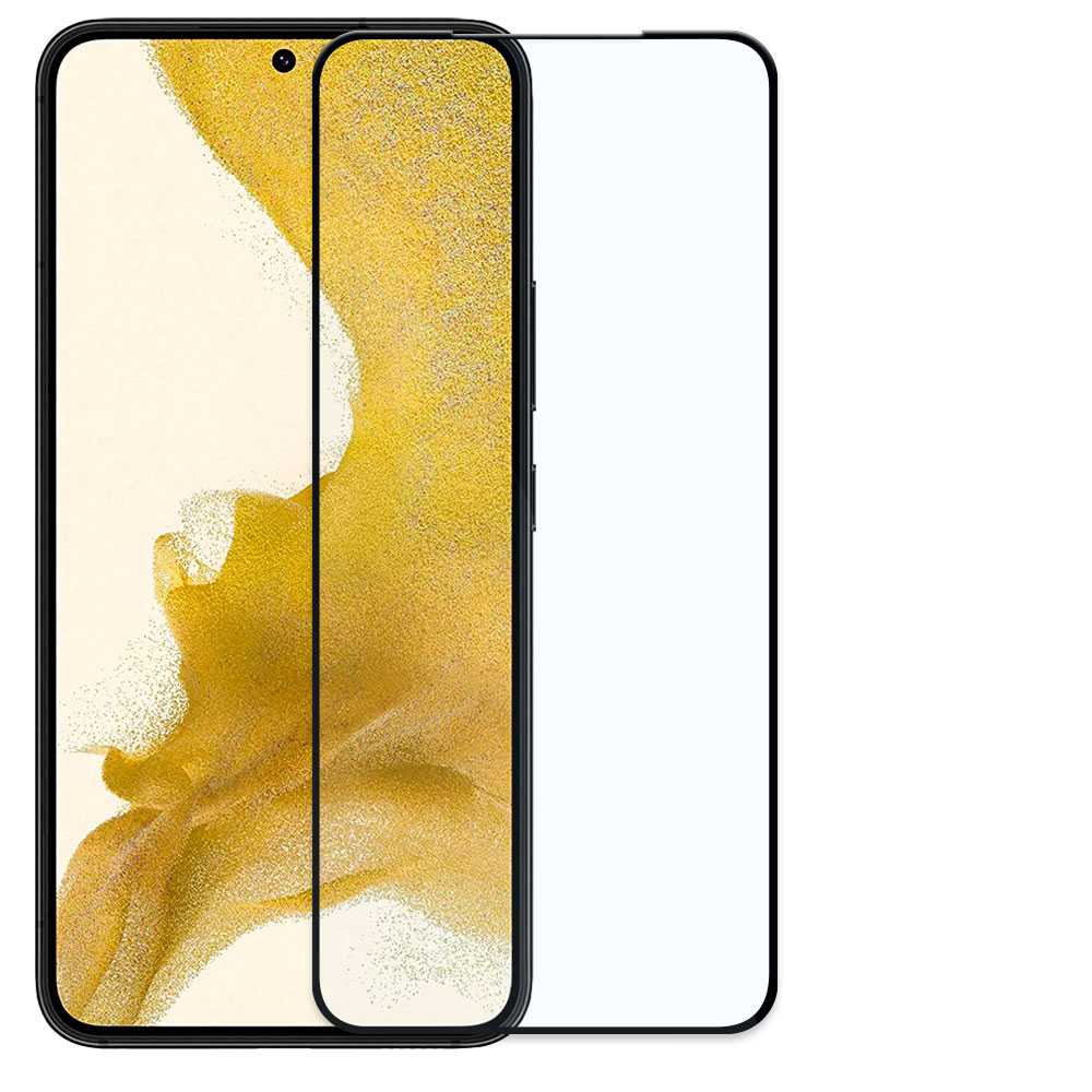 Protector de Pantalla Cristal Templado con Borde Redondo Negro para Samsung Galaxy S22, Vidrio Templado Antigolpes 9D 9H 0.3mm Marco