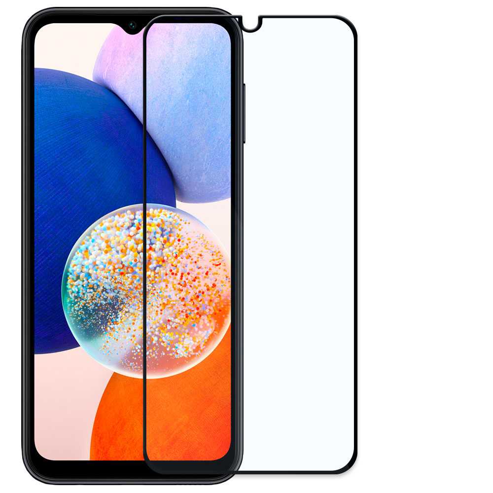 Protector de Pantalla Cristal Templado con Borde Redondo Negro para Samsung Galaxy A14 Vidrio Templado Antigolpes 9D 9H 0.3mm Marco