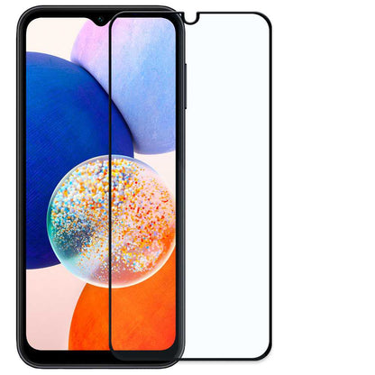 Protector de Pantalla Cristal Templado con Borde Redondo Negro para Samsung Galaxy A14 Vidrio Templado Antigolpes 9D 9H 0.3mm Marco