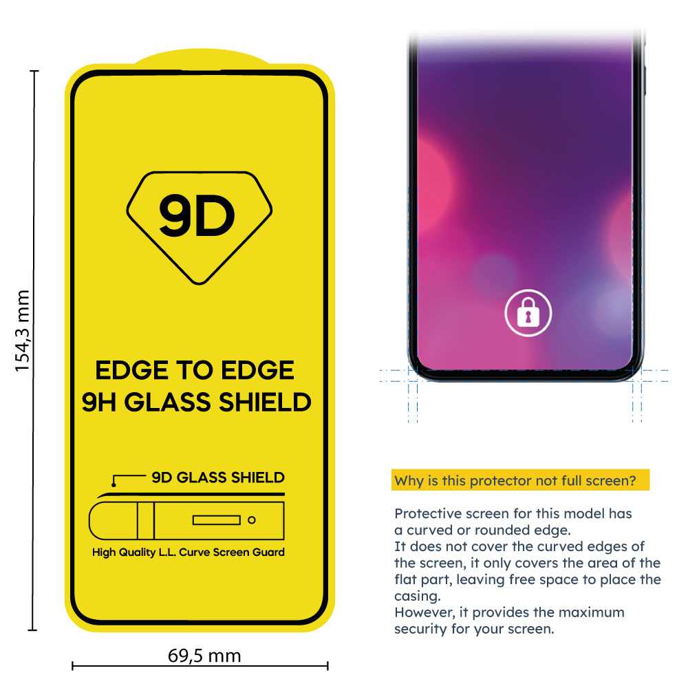 Protector de Pantalla Cristal Templado con Borde Redondo Negro para Samsung Galaxy A53 5G/A52S 5G/A52 5G/A33 5G Vidrio Templado Antigolpes 9D 9H 0.3mm Marco