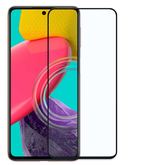 Protector de Pantalla Cristal Templado con Borde Redondo Negro para Samsung Galaxy M53 5G, Vidrio Templado Antigolpes 9D 9H 0.3mm Marco