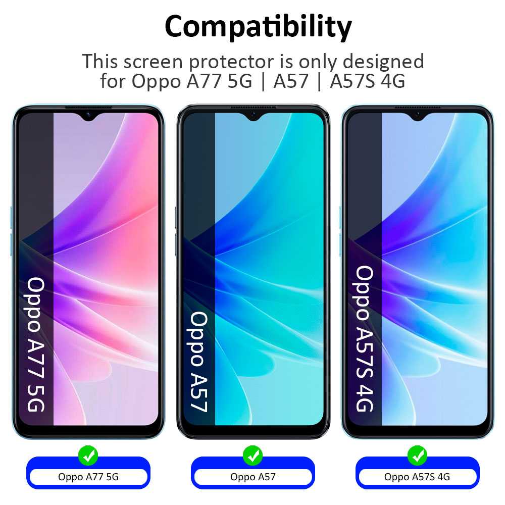 Protector de Pantalla Cristal Templado Premium para OPPO A57 4G/OPPO A57S 4G/OPPO A77 4G/OPPO A57 5G Vidrio 9H 2.5D Anti Golpes Arañazos 0.3mm