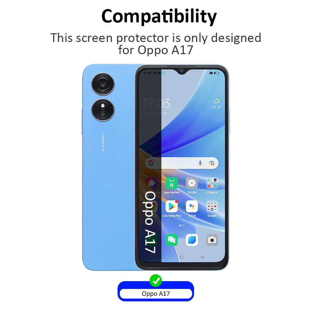 Protector de Pantalla Cristal Templado Premium para Oppo A17 Vidrio 9H 2.5D Anti Golpes Arañazos 0.3mm