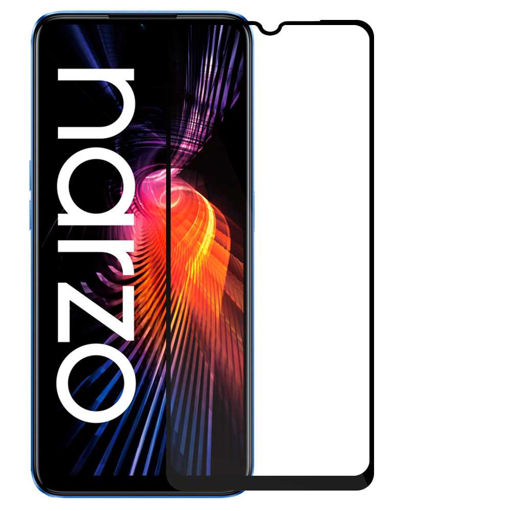 Protector de Pantalla Cristal Templado con Borde Redondo Negro para Realme Narzo 50 5G Vidrio Templado Antigolpes 9D 9H 0.3mm Marco