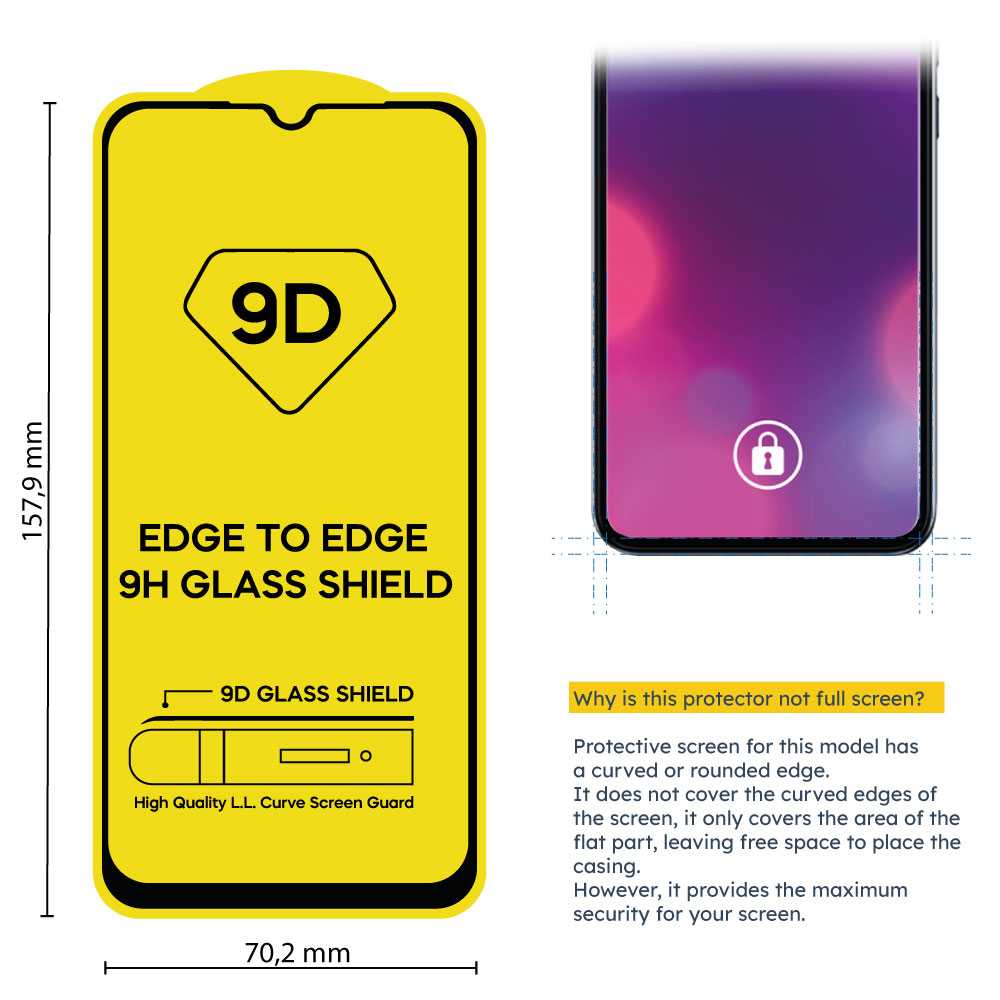 Protector de Pantalla Cristal Templado con Borde Redondo Negro para Realme Narzo 50 5G Vidrio Templado Antigolpes 9D 9H 0.3mm Marco