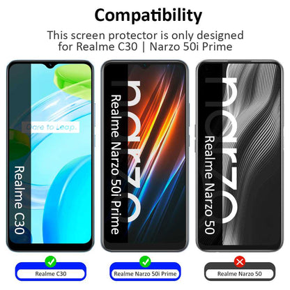 Protector de Pantalla Cristal Templado Premium para Realme Narzo 50i prime/Realme C30 Vidrio 9H 2.5D Anti Golpes Arañazos 0.3mm