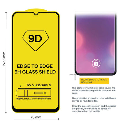 Protector de Pantalla Cristal Templado con Borde Redondo Negro para Realme C30/Narzo 50i Prime, Vidrio Templado Antigolpes 9D 9H 0.3mm Marco