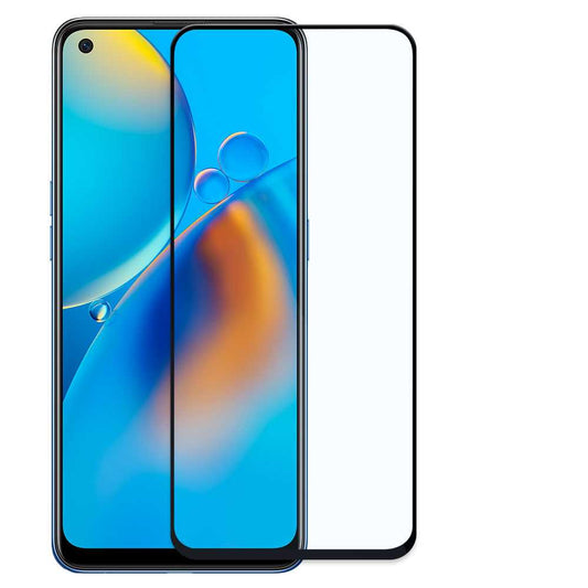 Protector de Pantalla Cristal Templado con Borde Redondo Negro para Oppo A94 5G/A74 4G, Vidrio Templado Antigolpes 9D 9H 0.3mm Marco
