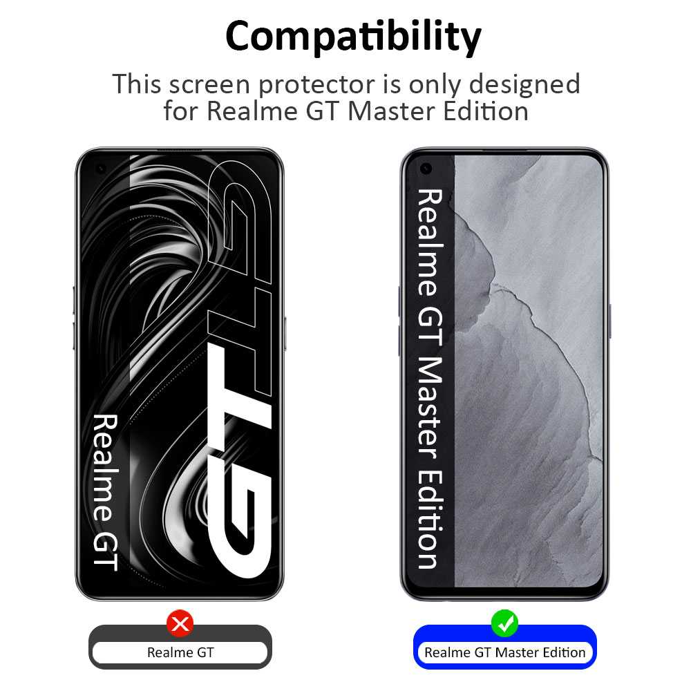 Protector de Pantalla Cristal Templado con Borde Redondo Negro para Realme GT Master Edition, Vidrio Templado Antigolpes 9D 9H 0.3mm Marco